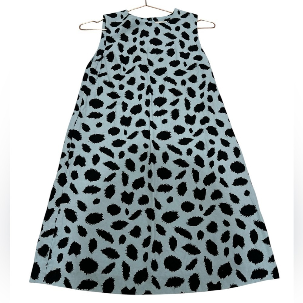 GORMAN Silk Linen Blend Blue and Black Animal Print Shift Dress Size US 2 VGUC